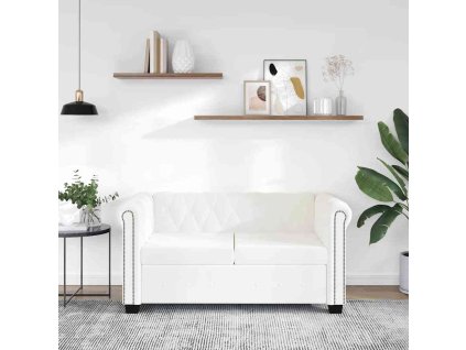 Chesterfield 2místná sedačka umělá kůže [242371] (Barva Bílá)