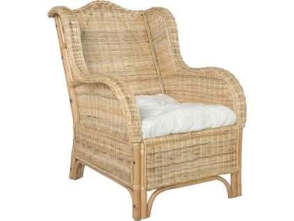 Křeslo s poduškou přírodní ratan a lněné plátno [325465] (Barva Světle hnědá)