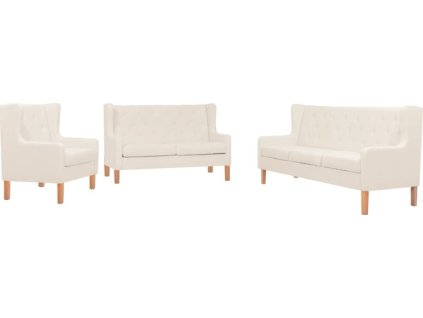 Sedací souprava 3 kusy textil [274931] (Barva Krémová bílá)
