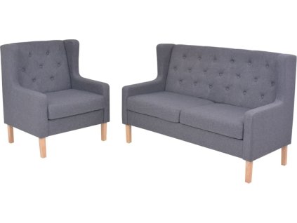 Sedací souprava 2 kusy textil [274932] (Barva Šedá)