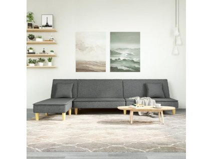 Rozkládací pohovka ve tvaru L 255x140x70 cm textil [3157248] (Barva Tmavě šedá)