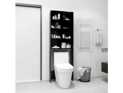 Skříňka nad pračku 64 x 24 x 190 cm [808405] (Barva Černá)