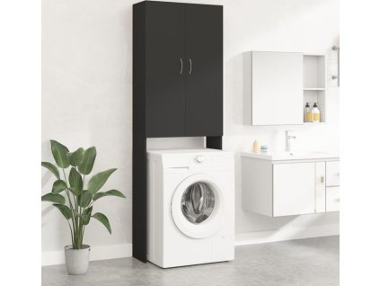 Skříňka nad pračku 64 x 25,5 x 190 cm [808414] (Barva Černá)
