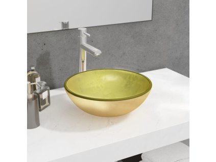 Umyvadlo tvrzené sklo 35 x 12 cm [345258] (Barva Zlatá)