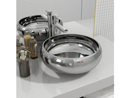 Umyvadlo 40 x 15 cm keramika [143497] (Barva Stříbrná)