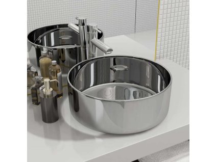 Umyvadlo 40 x 15 cm keramika [143499] (Barva Stříbrná)