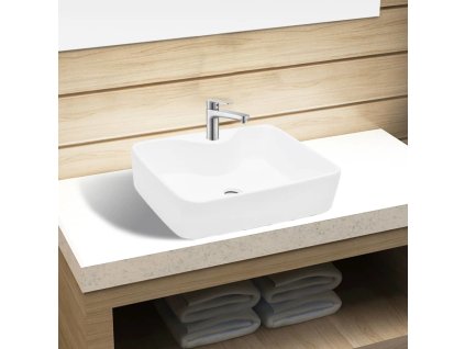 Umyvadlo s otvorem pro baterii 48 x 37 x 13,5 cm keramika [141936] (Barva Bílá)