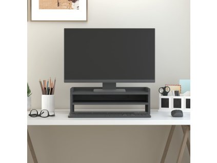 Stojan na monitor 50 x 24 x 16 cm masivní borové dřevo [813986] (Barva Šedá)