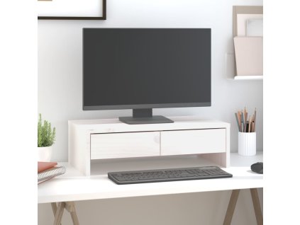Stojan na monitor 50x27x15 cm masivní borové dřevo [813955] (Barva Bílá)