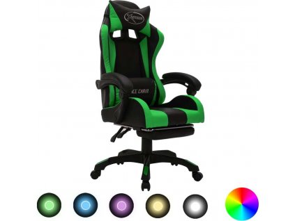 Herní židle s RGB LED podsvícením černo- umělá kůže [288009]