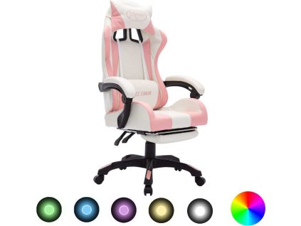 Herní židle s RGB LED podsvícením faux kůže [288009] (Barva zelená a černá)