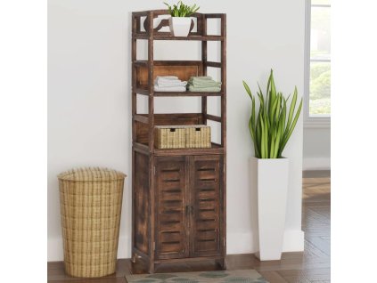 Vitrína 46 x 24 x 140 cm masivní dřevo pavlovnie [338505] (Barva Bílá)