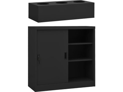 Skříň s posuvnými dveřmi s květináčem ocel [3095265] (Barva Antracitová)