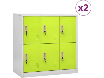 Uzamykatelné skříně 2 ks světle šedé a modré 90x45x92,5 cm ocel [3095234] (Barva Světle šedá a zelená)