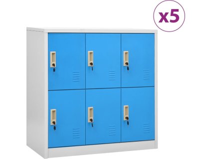 Uzamykatelné skříně 5 ks světle šedé a červené 90x45x92,5 cm [3095236] (Barva Světle šedá a modrá)