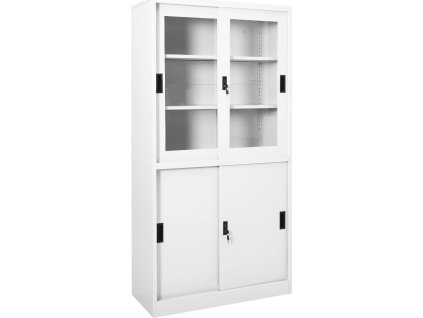Kancelářská skříň posuvné dveře 90x40x180 cm ocel [335962] (Barva Bílá)