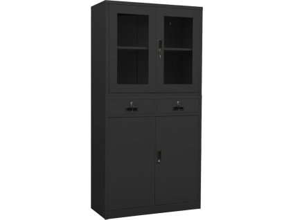 Kancelářská skříň 90 x 40 x 180 cm ocel a tvrzené sklo [336424] (Barva Antracitová)