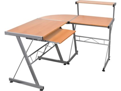 Rohový počítačový stůl 132 x 112 x 99 cm kompozitní dřevo [20586] (Barva Hnědá)