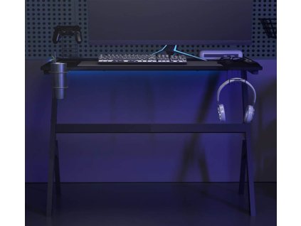 Herní stůl s LED a nohami ve tvaru Y 110 x 60 x 75 cm [325425] (Barva Černo-červený)