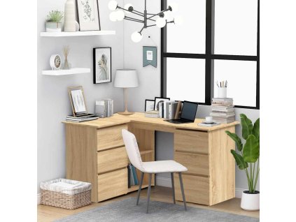 Rohový psací stůl 145x100x76 cm kompozitní dřevo [801092] (Barva dub sonoma)