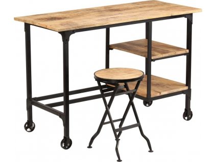 Psací stůl se skládací stoličkou masivní mangovník 115x50x76 cm [245261]
