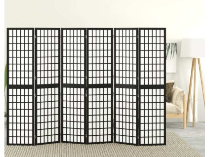 Skládací 6dílný paraván v japonském stylu 240 x 170 cm [352082] (Barva Černá)