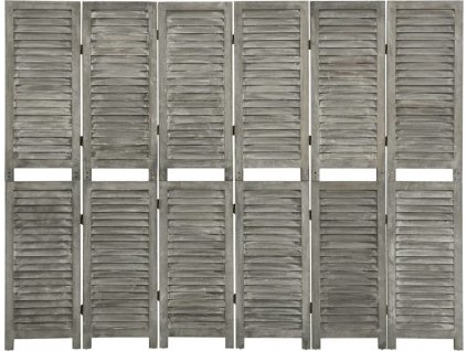 6dílný paraván šedý 214 x 166 cm masivní dřevo [338577]