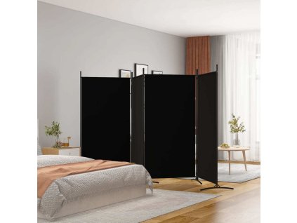 4dílný paraván 346x180 cm textil [350265] (Barva Černá)