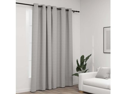 Zatemňovací závěs s kroužky vzhled lnu 290 x 245 cm [321171] (Barva Šedá)