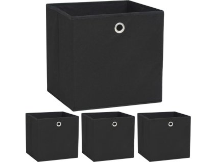 Úložné boxy 4 ks netkaná textilie 32 x 32 x 32 cm [245745] (Barva Černá)
