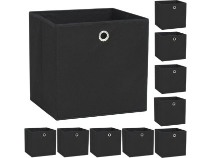 Úložné boxy 10 ks netkaná textilie 32 x 32 x 32 cm [245746] (Barva Černá)