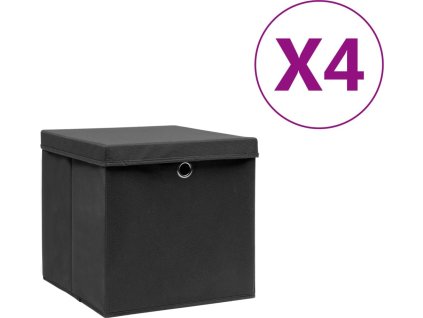 Úložné boxy 4 ks netkaná textilie 28 x 28 x 28 cm [325188] (Barva černá s víky)