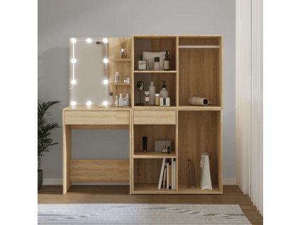LED toaletní stolek se 2 skříňkami kompozitní dřevo [3082029] (Barva dub sonoma)