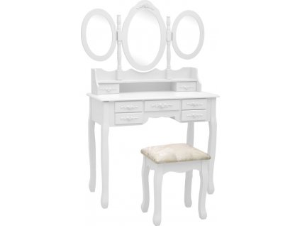 Toaletní stolek se stoličkou a 3dílné skládací zrcadlo [289328]