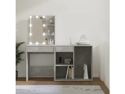 LED toaletní stolek se skříňkou betonově šedý kompozitní dřevo [3082021]
