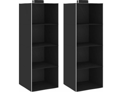 Závěsný organizér na oblečení 2 ks se 4 policemi textil [288323] (Barva Černá)