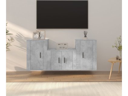 3dílný set TV skříněk kompozitní dřevo [3188384] (Barva Bílá s vysokým leskem)