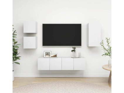 5dílný set TV skříněk kompozitní dřevo [3078695] (Barva Bílá)