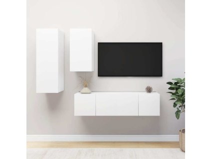 4dílný set TV skříněk kompozitní dřevo [3078731] (Barva Bílá)