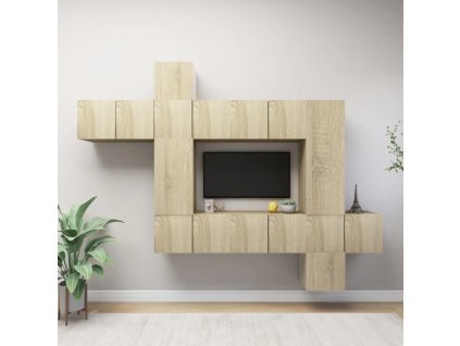 10dílný set TV skříněk dřevotříska [3078842] (Barva Černá)