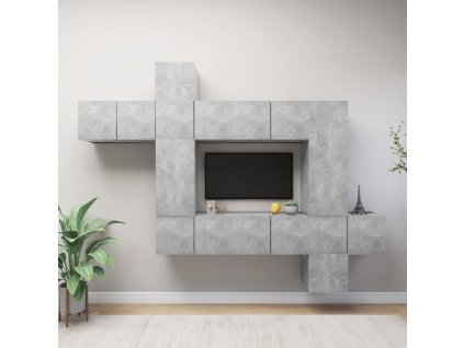 10dílný set TV skříněk dřevotříska [3078842] (Barva Černá)