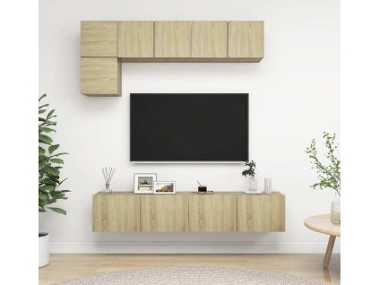 5dílný set TV skříněk dřevotříska [3079323] (Barva Bílá s vysokým leskem)