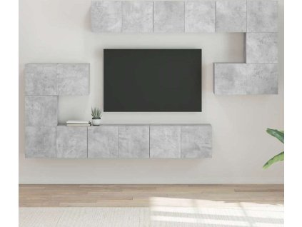 10dílný set TV skříněk dřevotříska [3079354] (Barva Bílá s vysokým leskem)