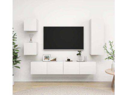 5dílný set TV skříněk dřevotříska [3079536] (Barva šedá s vysokým leskem)