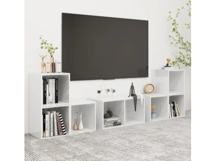 6dílný set TV skříněk kompozitní dřevo [3080057] (Barva Bílá s vysokým leskem)
