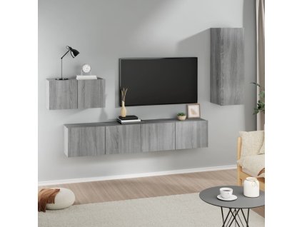 4dílný set TV skříněk kompozitní dřevo [3114340] (Barva Šedá sonoma)
