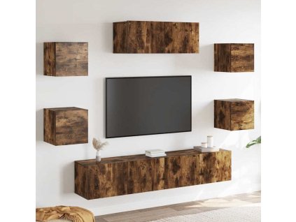 Sada 5 kusů nástěnné TV skříňka [3114515] (Barva Kouřový dub)