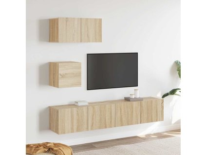 4dílný set TV skříněk kompozitní dřevo [3114645] (Barva Hnědý dub)