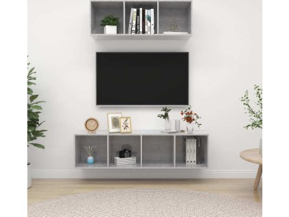2dílný set TV skříněk dřevotříska [3079794] (Barva Betonová šedá)