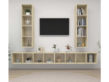 Nástěnné TV skříňky 4 ks kompozitní dřevo [3079890] (Barva Černá)